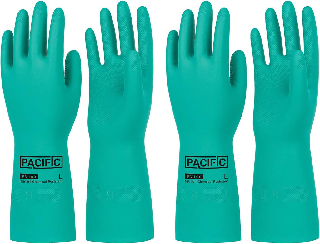 PACIFIC PPE 15 Mil Nitrile Chemical Resistant Gloves, Latex-Free, 2 Pairs