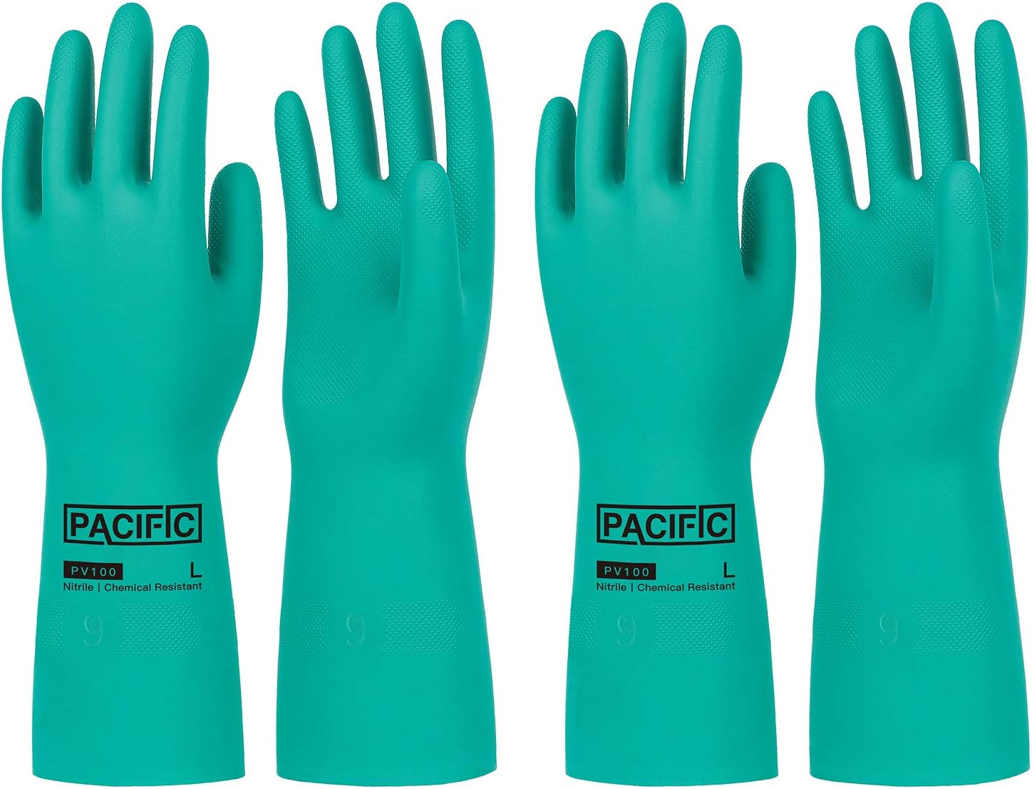 PACIFIC PPE 15 Mil Nitrile Chemical Resistant Gloves, Latex-Free, 2 Pairs
