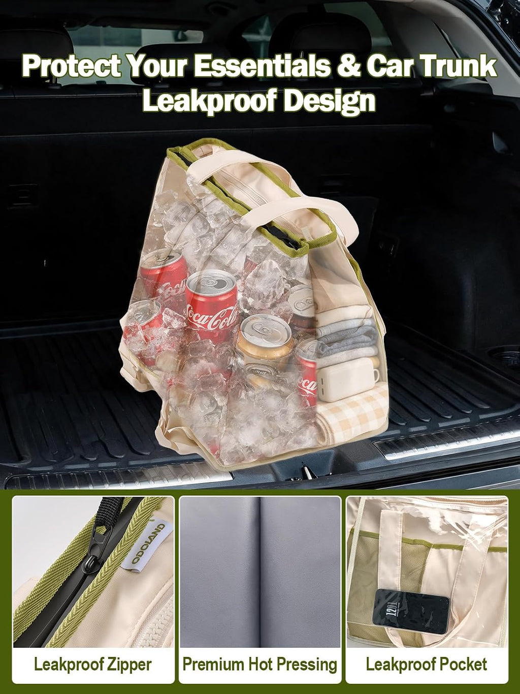 Odoland 2-in-1 Beach Cooler Bag-24 Can + 13L Dry Storage 12H Insulated