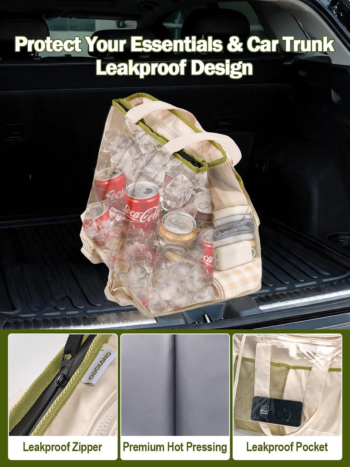 Odoland 2-in-1 Beach Cooler Bag-24 Can + 13L Dry Storage 12H Insulated