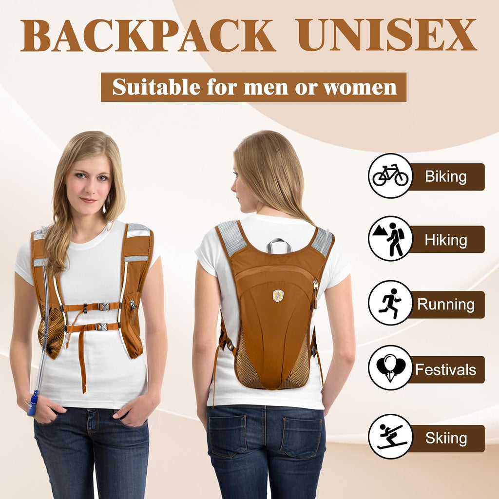 Hydration Backpack with 2L Water Bladder Bag, Lightweight and Breathable Running Vest for Men, Adjustable Chest Straps Water Pack for Cycling Hiking Climbing Outdoor