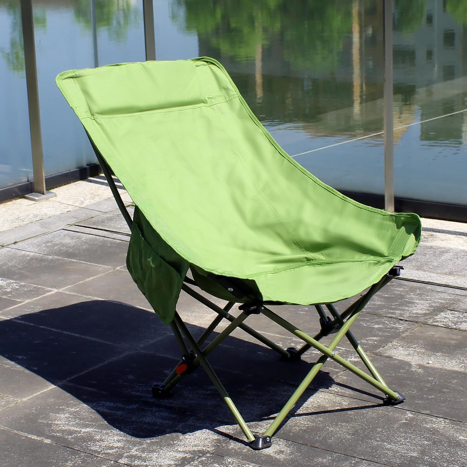 Camping Chairs for Adults, Beach Chairs for Adults, Lawn Chairs with Adjustable Backrest Suitable for Patio/Fishing/Beach/Camp, Includes A Storage Bag (Green)