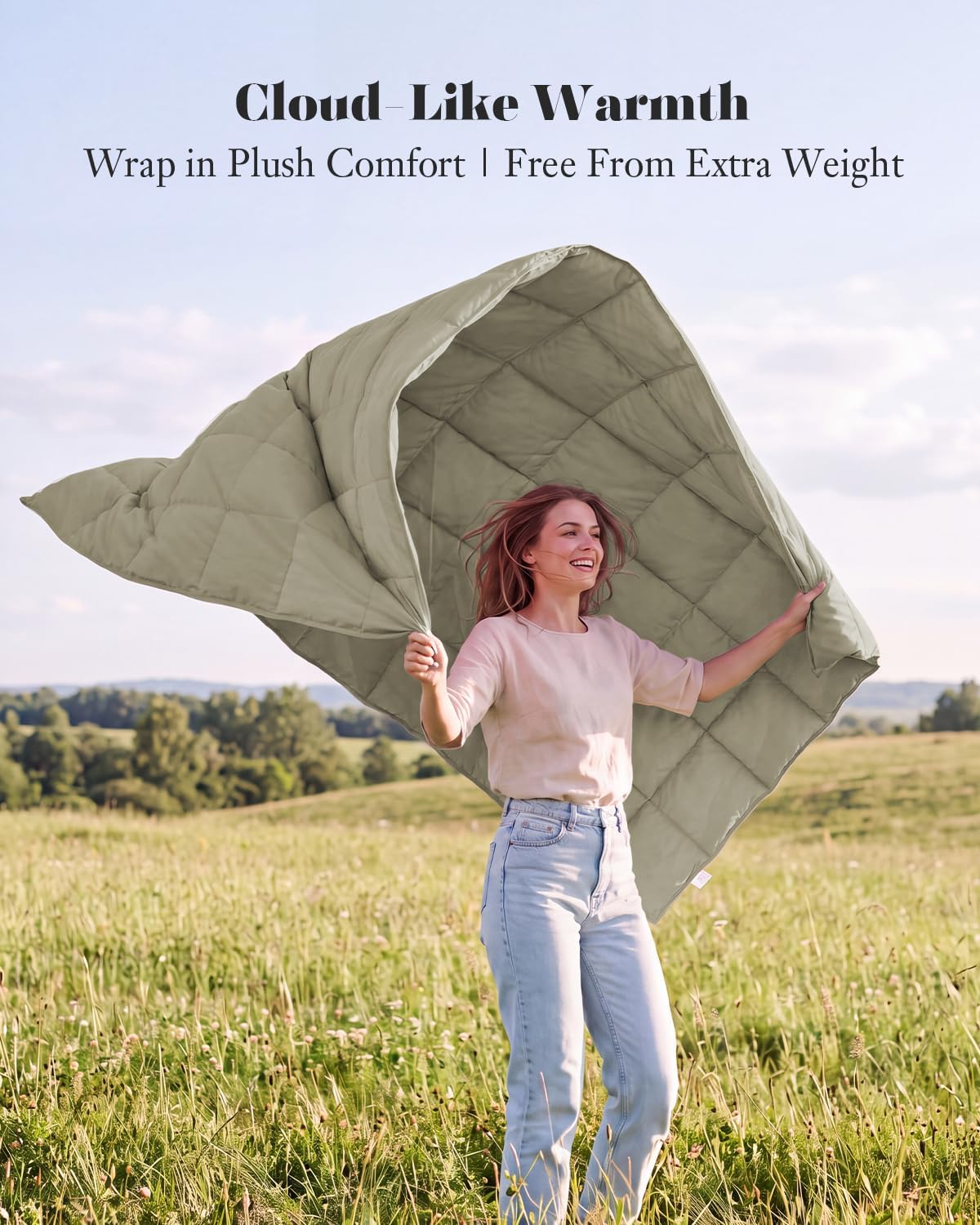 Deodar Down Fiber Throw Blanket Lightweight Packable Throw Indoor & Outdoor