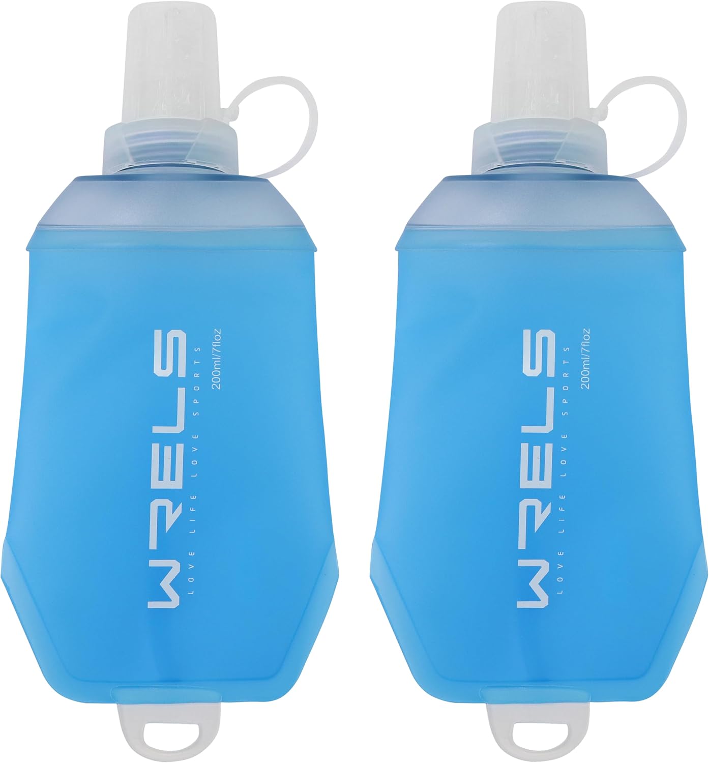 WRELS 200ml/350ml/500ml Collapsible Soft Flask,BPA Free Folding Soft Water Bottle with Hanging Ring,Lightweight TPU Hydration Flask for Running Marathon Cycling Hiking(500ml-2 Packs)