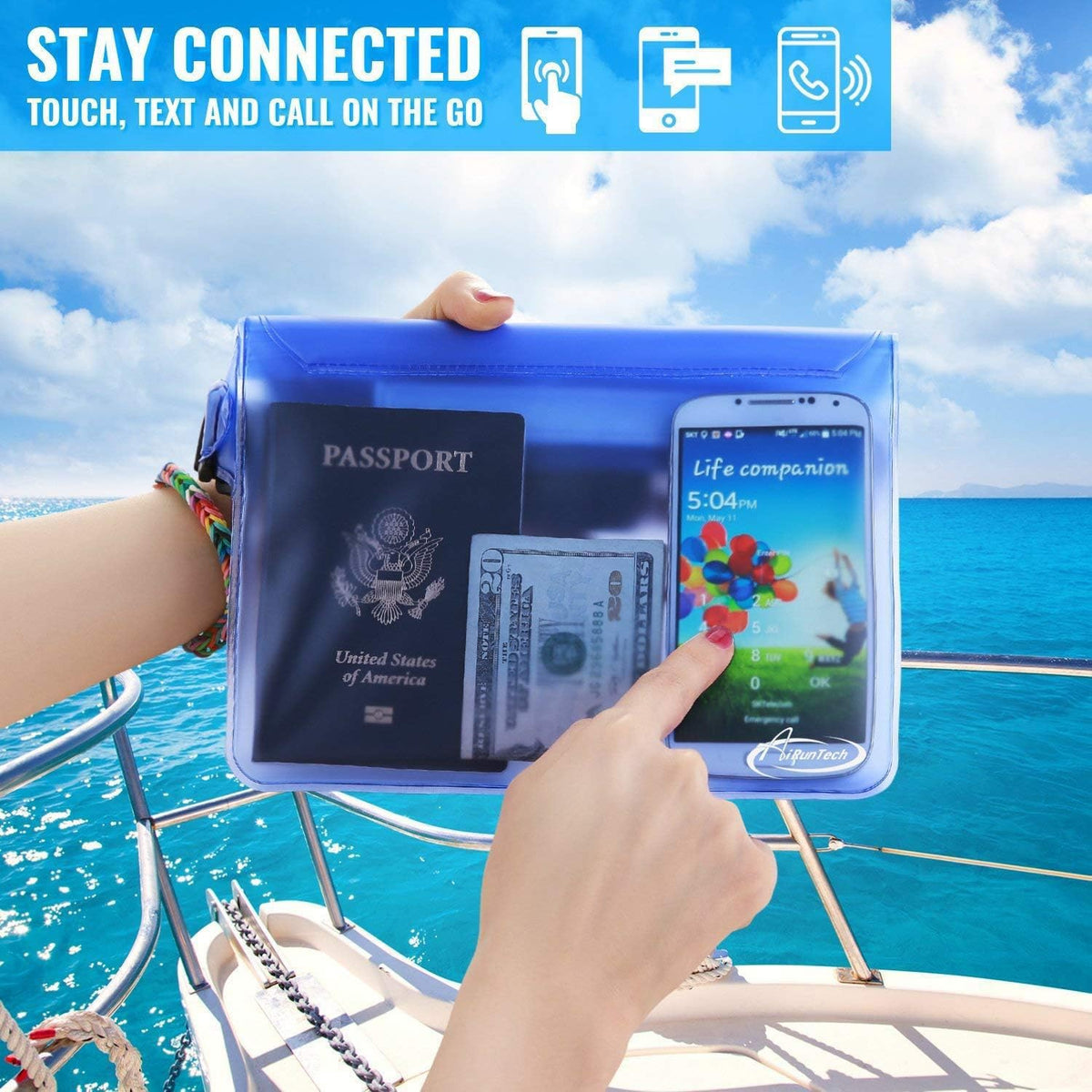 AiRunTech Clear Fanny Pack Waterproof,Beach Cruise Ship Essential Accessories Must Haves,Waterproof Pouch for Phone Passport Wallet Purse with Waist Strap