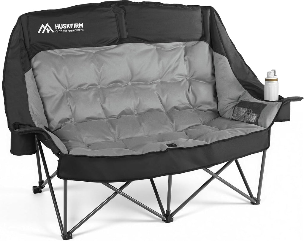 Huskfirm High Back Double Camping Chair 2 Person Camping Chair Black