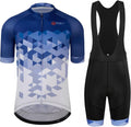 GCRFL Men's Cycling Jersey Set Road Bike Shorts Sleeves Jersey Zipper Pokcet Bib Shorts with Padded, Cycling Clothing kit Men