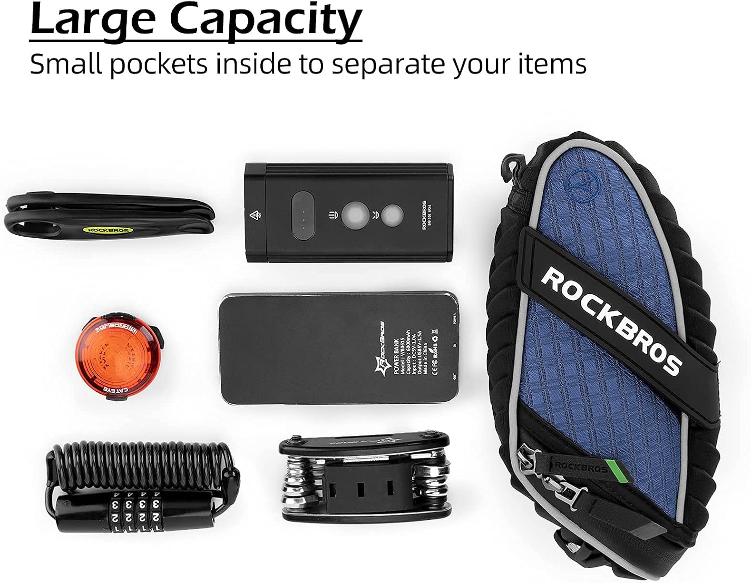 ROCKBROS Bike Saddle Bag Under Seat Bicycle Seat Bag 3D Shell for MTB/Road