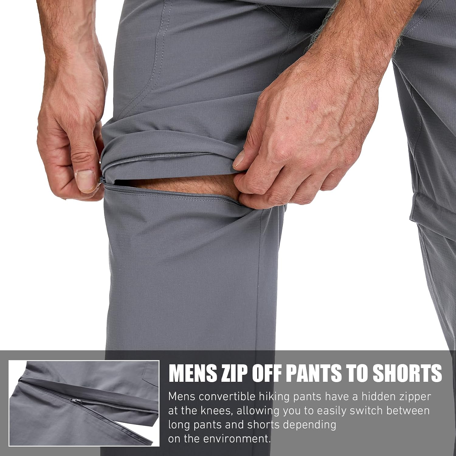mixtiq Mens Hiking Convertible Pants Water-Resistant Quick Dry Pants