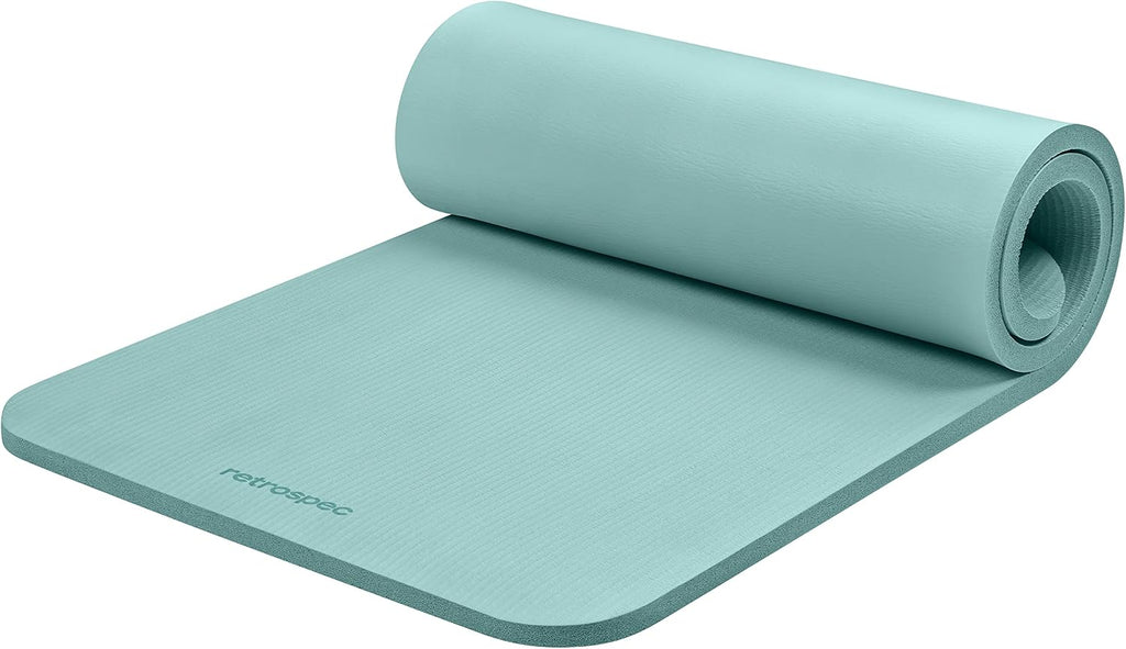 Retrospec Solana Yoga Mat 1" Thick w/Nylon Strap for Men & Women - Non Slip Exercise Mat for Home Yoga, Pilates, Stretching, Floor & Fitness Workouts