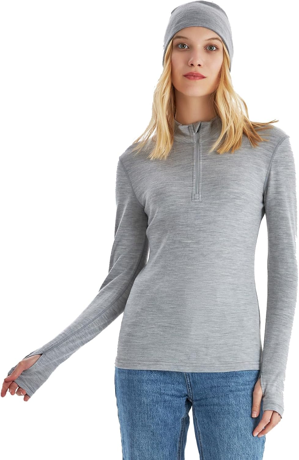 Merino Protect 100% Merino Wool Base Layer Women Thermals Underwear Lightweight Soft Long Sleeve Shirt for Hiking Skiing