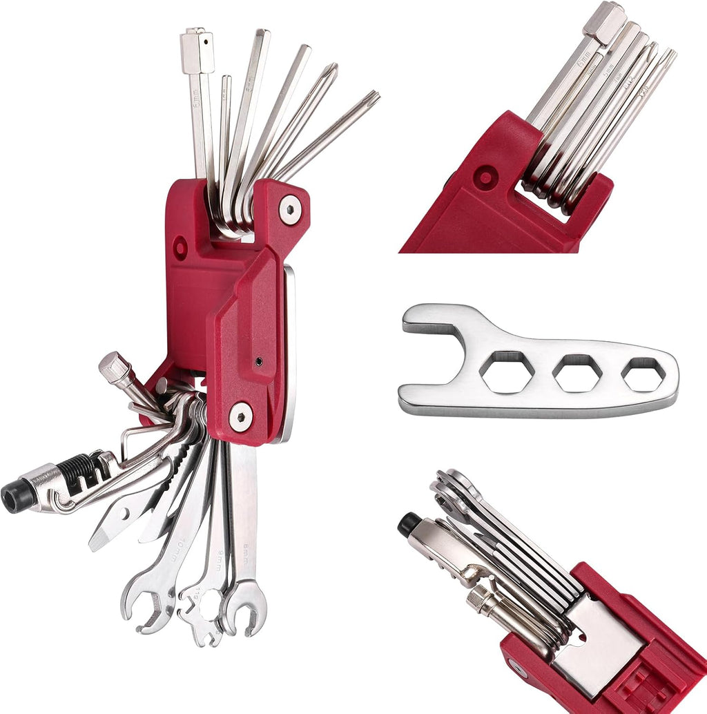 21 Bike Repair Multitool Kit with Carry Case, Portable Cycling Tool Kits (21 in 1), Bicycle Tools Kit Set with Allen Wrench, Chain Tool, Bicycle Spoke Wrench
