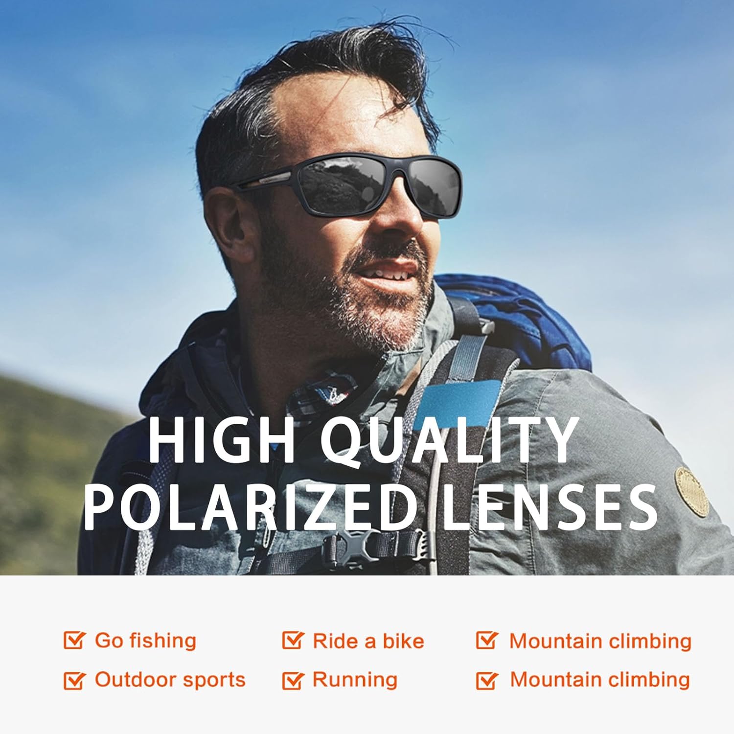suoso Polarized Sports Sunglasses for Men: UV400 Protection Glasses Wrap Around Goggles for Driving Fishing