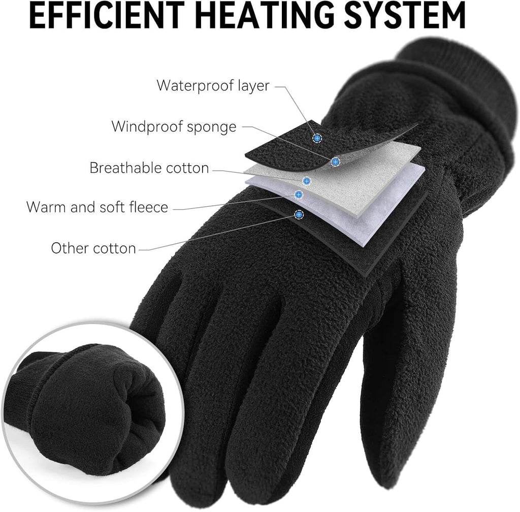 OZERO Mens Winter Gloves,Warm Deerskin Leather Fleece Fabric