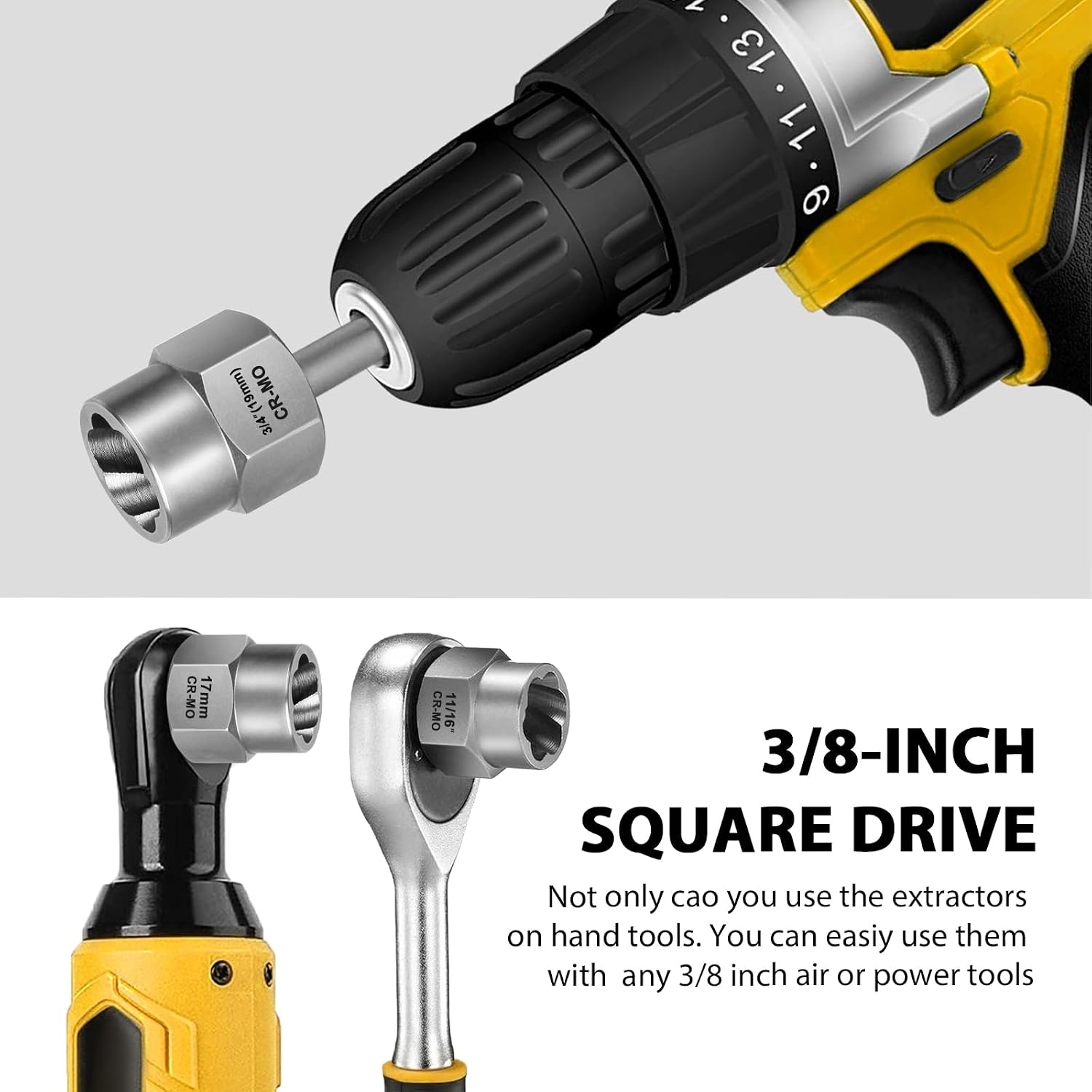 Topec 13+1 Piece Impact Bolt & Nut Remover Set, 3/8" Drive Bolt Extractor Socket Set, 8mm-19mm Stripped Lug Nut Remover, Twist Socket for Damaged, Rusted, Rounded Fasteners