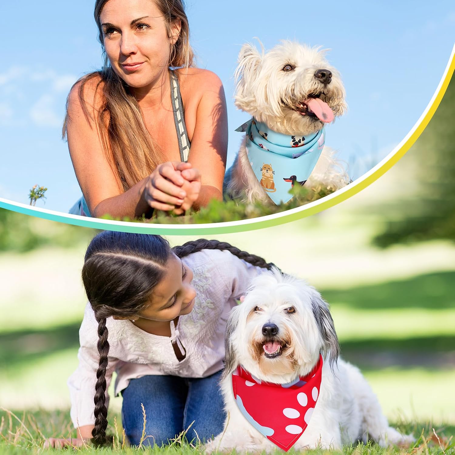 Huhumy 100 Pcs Paw Dog Bandanas Bulk Pet Paw Grooming Bandanas for Dogs