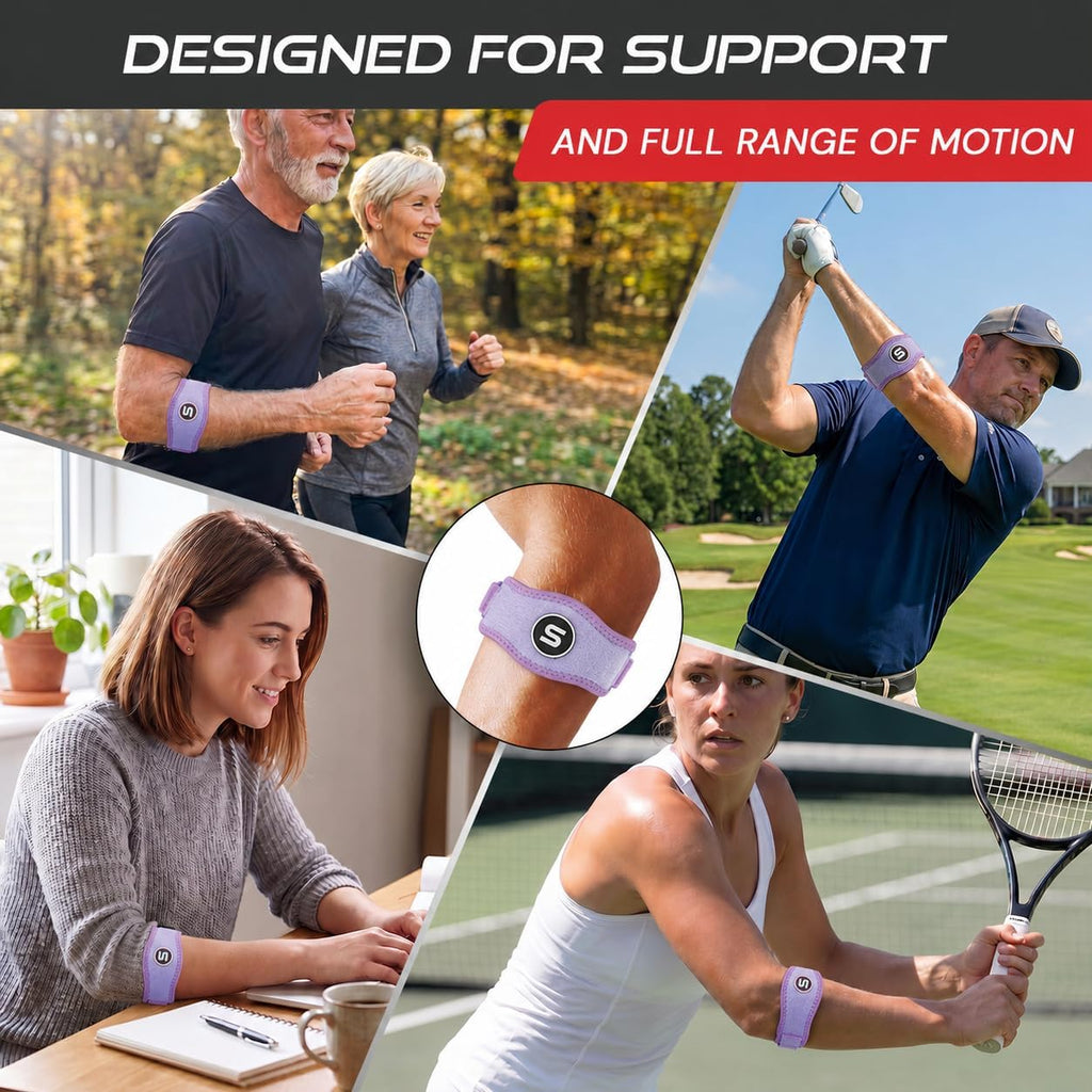 Sleeve Stars Tennis Elbow Brace for Men & Women, Elbow Brace for Tendonitis, Tennis Elbow Strap, Golfers Elbow Brace, Elbow Support Wrap for Tennis Elbow Relief, Fits 9"-23" (Pair/Light Purple)