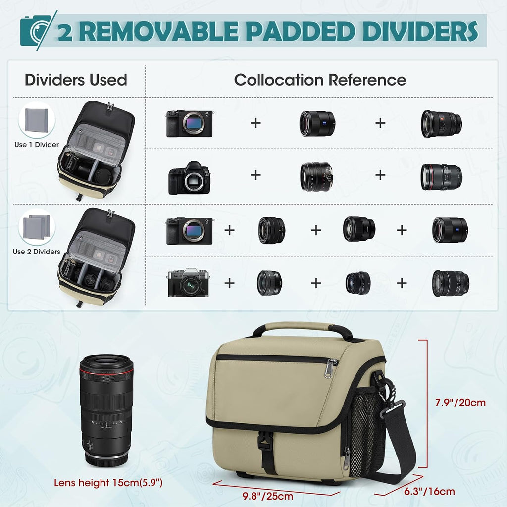 RAINSMORE Camera Bag, DSLR SLR Mirrorless Camera Case for Photographer
