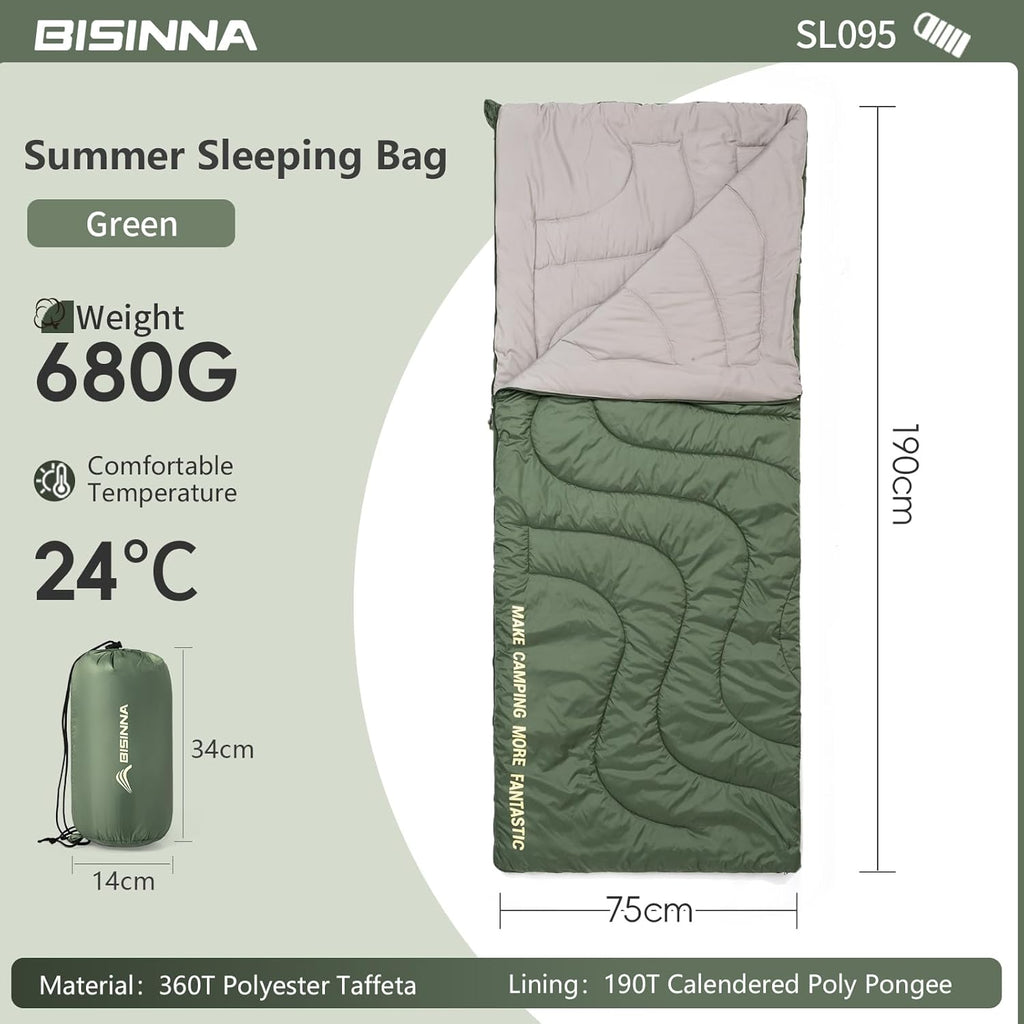 BISINNA Warm Weather Sleeping Bag Portable Lightweight Sleeping Bags