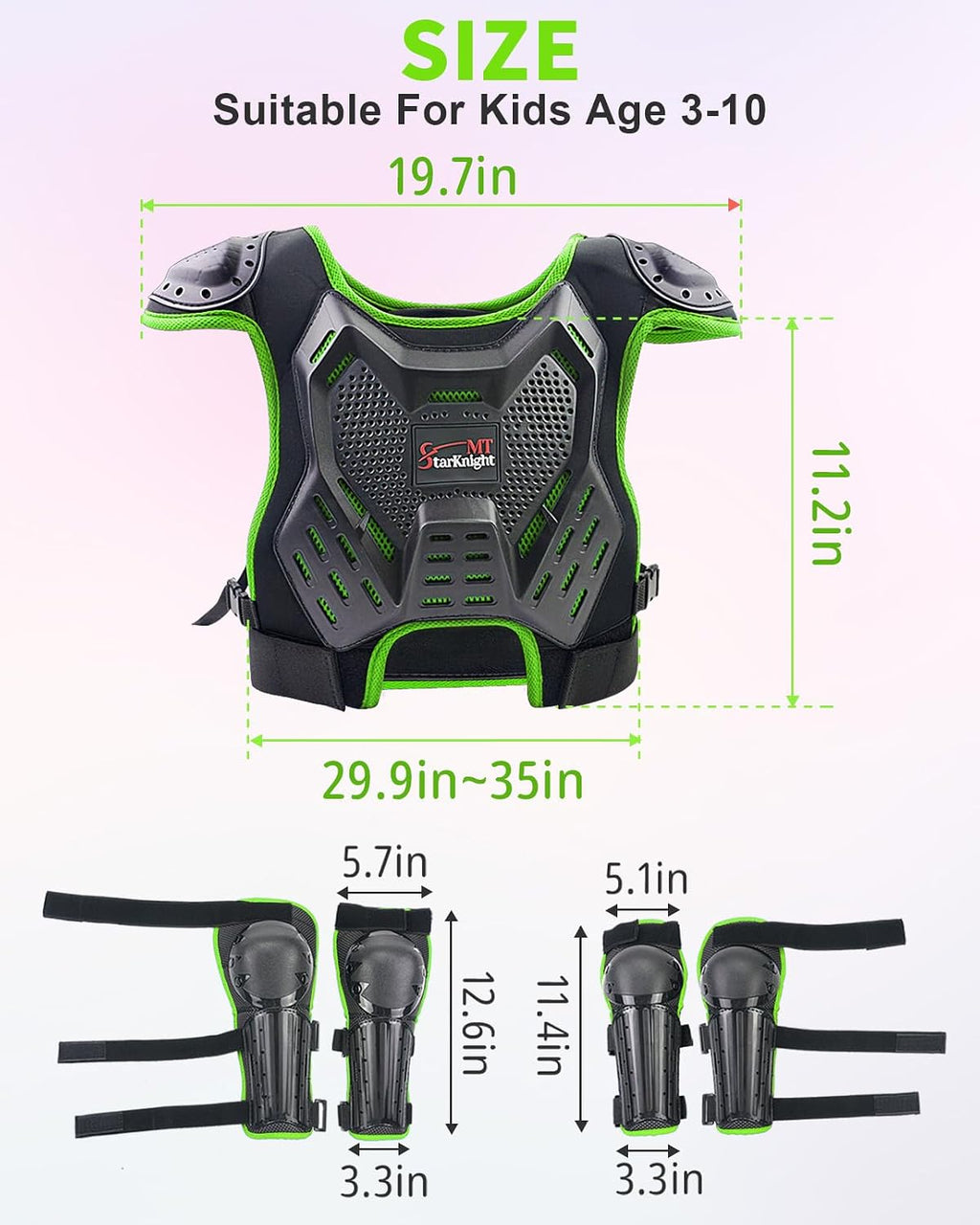 StarknightMT 3-10 Kids Dirt Bike Gear Motocross Chest Protector Adjustable