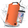 Waterproof Dry Bag,Roll Top Orange Small Waterproof Backpack 2L/5L/10L/20L/30L/40L Floating Lightweight Bags for Kayaking, Boating, Fishing, Swimming Camping with Waterproof Phone Case