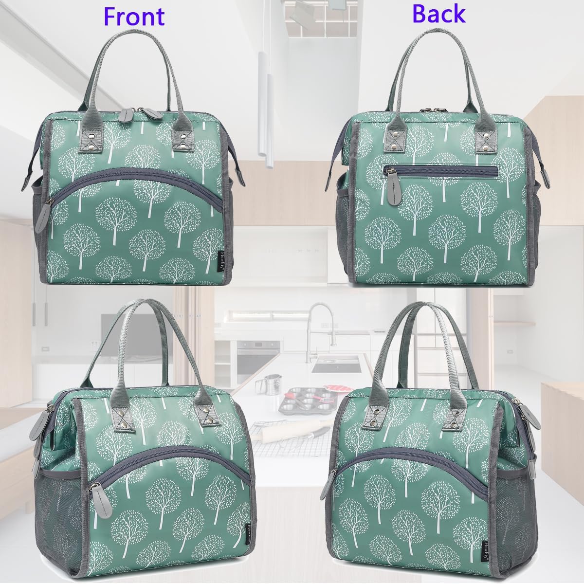 FlowFly Insulated Lunch Bag for Women, Men, Large and Reusable, Handle, Work and Travel Tote and Meal Prep Organizer, Dandelion
