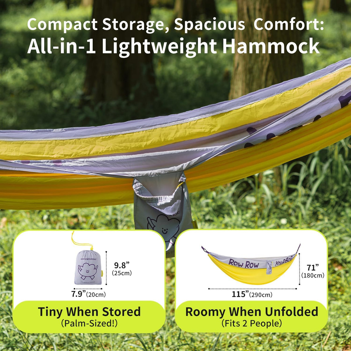 Morning Deer Double Camping Hammock with Tree Straps