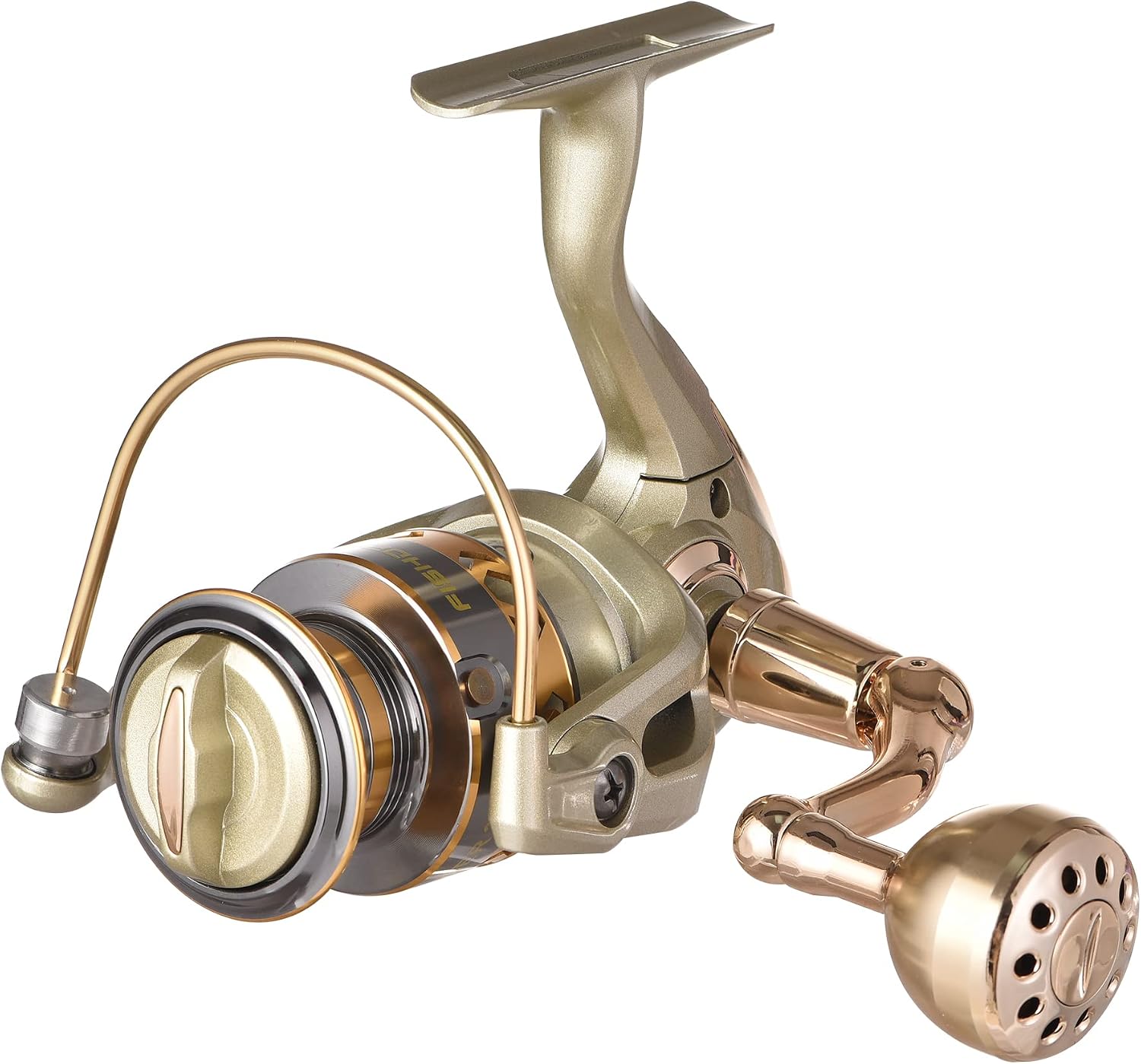 Fishdrops Spinning Fishing Reels, Lightweight Spinning Reel, 15.5 LBs Max Drag, 5.1:1/5.5:1 High Speed Ultra Smooth Powerful with CNC Aluminum Spool Fishing Reels Freshwater(Black/Gold)