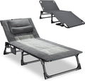 Mopaicot Folding Camping Cot for Adults, Lounge Chair with Pad and Pillow