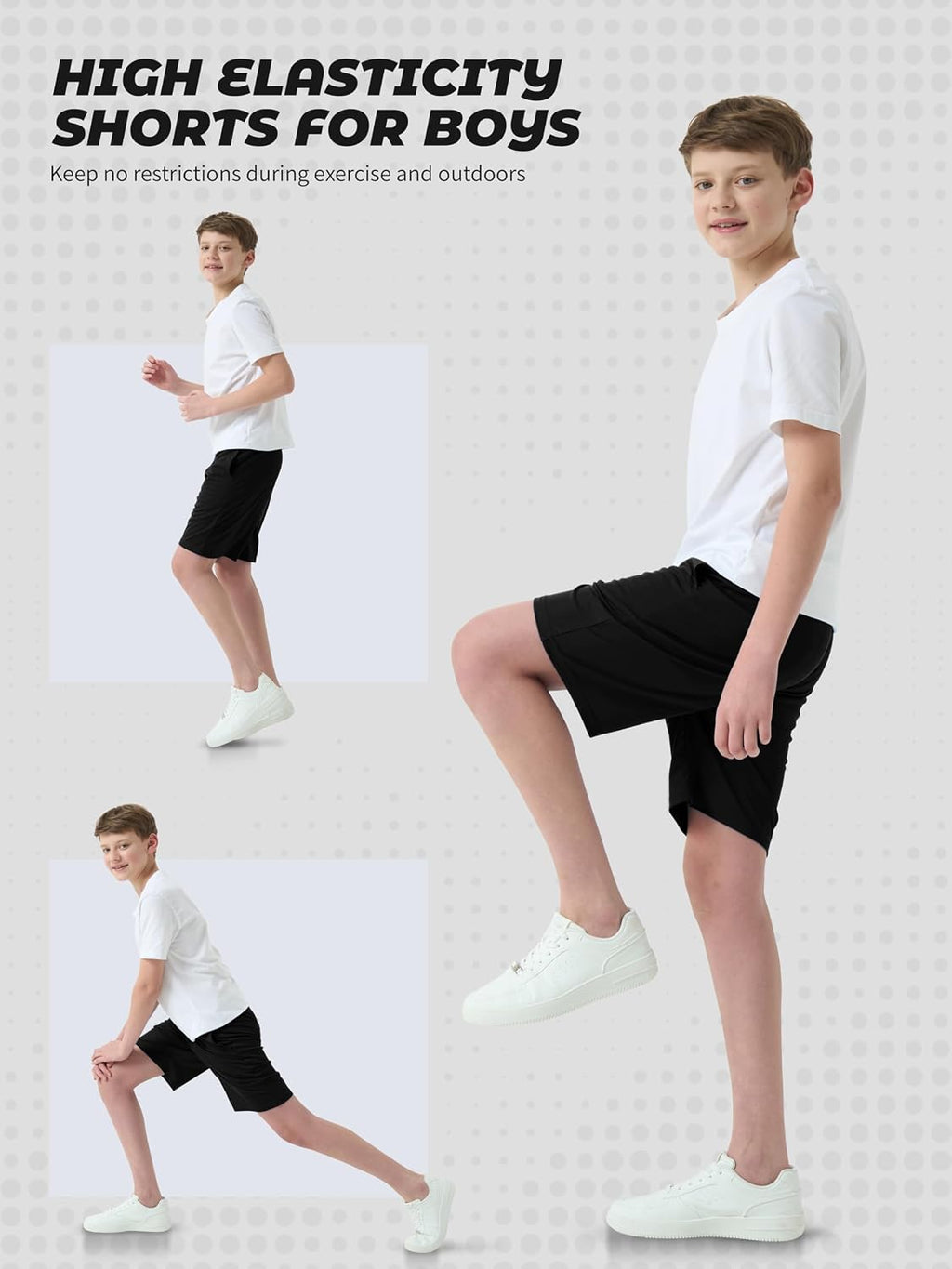 5 Pack Boys Athletic Shorts Basketball Soccer Dry-Fit Shorts with Pockets
