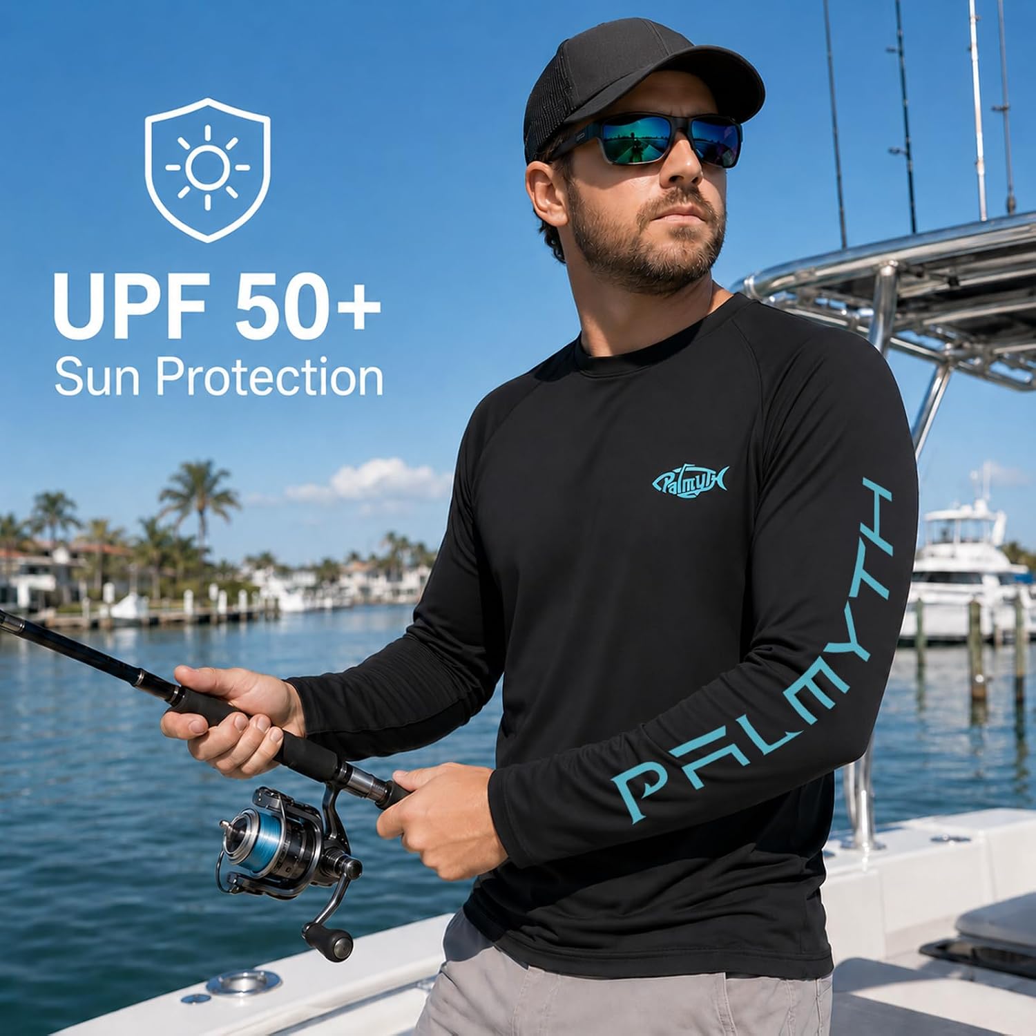 Palmyth Fishing Shirts for Men Long Sleeve UPF 50+ T Shirt Sun Protection