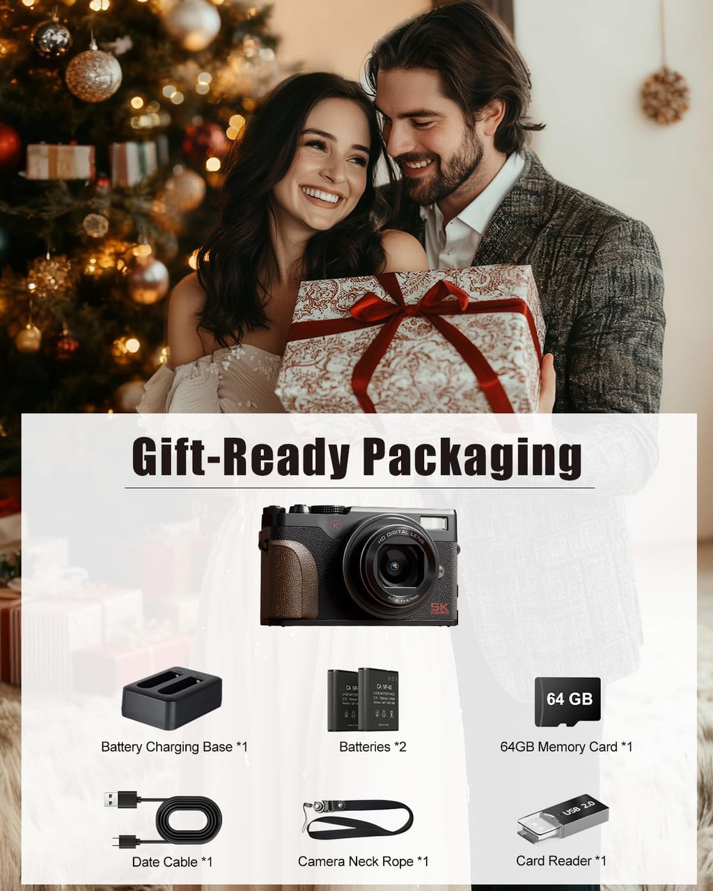 NBD 5K 64MP Digital Cameras for Photography, 18X Digital Zoom, Flip Screen