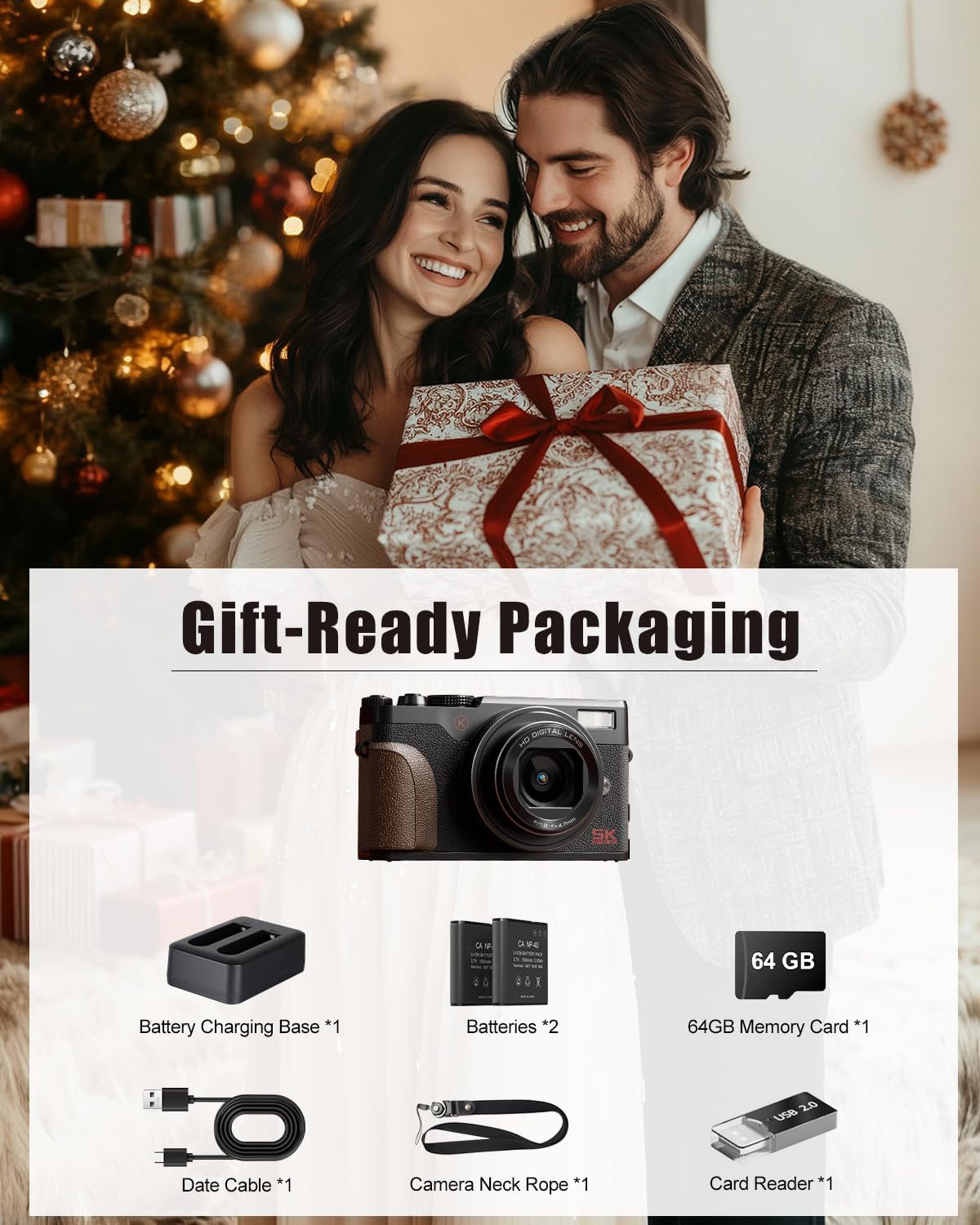 NBD 5K 64MP Digital Cameras for Photography, 18X Digital Zoom, Flip Screen