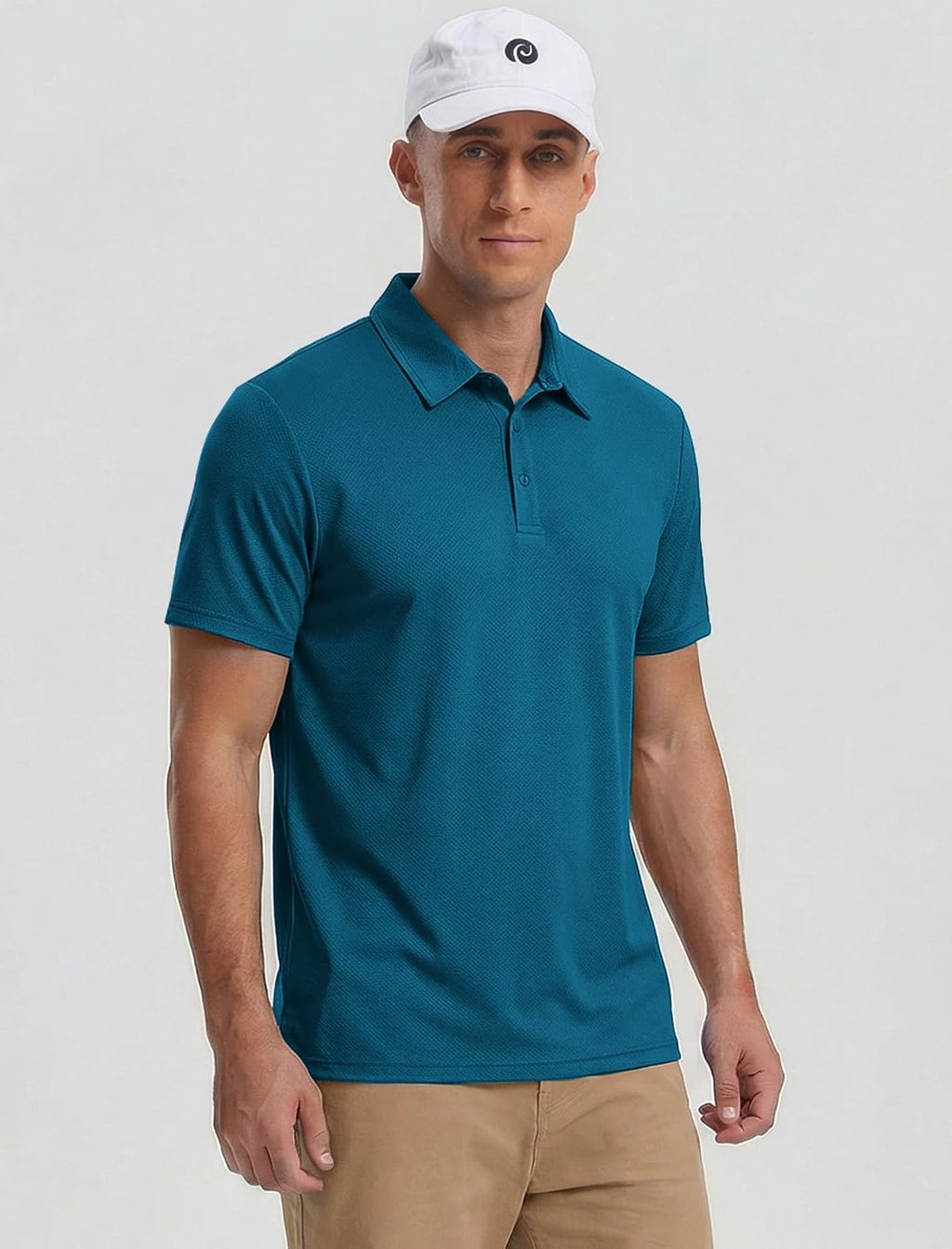 PINSPARK Men's Golf Polo Shirts UPF 50+ Moisture Wicking Collared Shirts