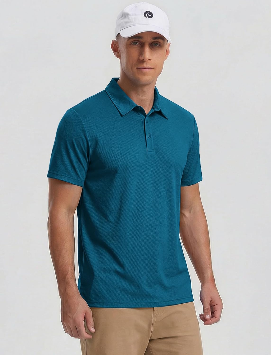 PINSPARK Men's Golf Polo Shirts UPF 50+ Moisture Wicking Collared Shirts