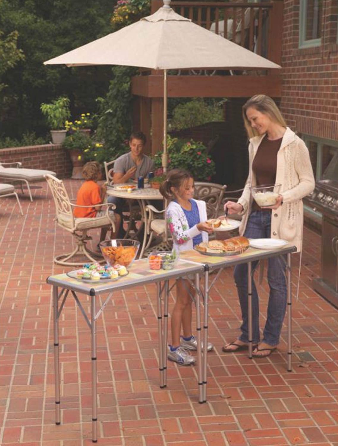 Coleman 4-in-1 Outdoor Folding Table, Lightweight Camping Table with 3 Adjustable Heights & Carry Handle, Great for Patio/Deck, Camping, Tailgating, & More