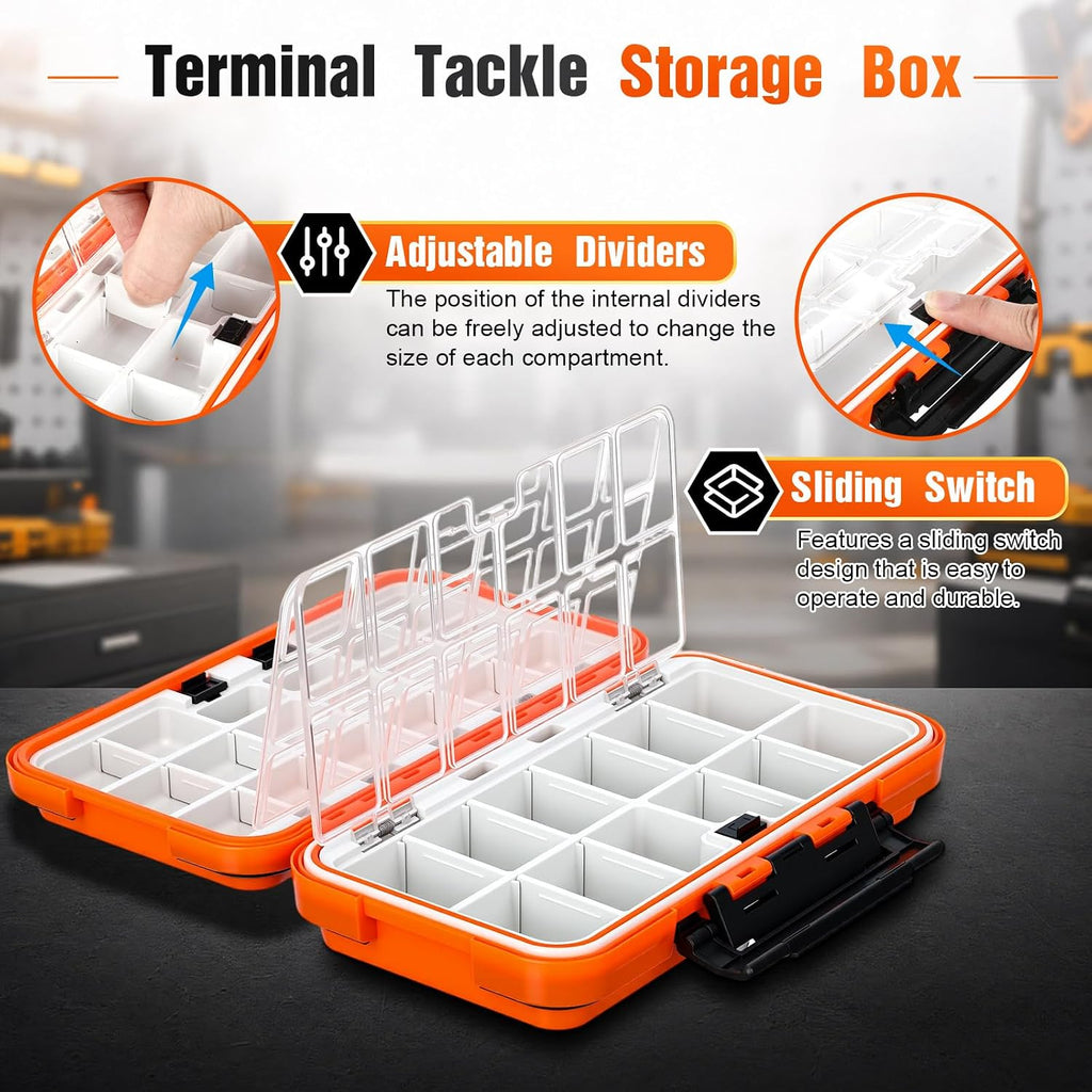 4 Pack Fishing Tackle Box, Large Waterproof Lure Bait Storage Box with Adjustable Dividers, Double Sided Floating Storage Container for Hooks, Sinkers, Beads, Small Baits(Stylish)