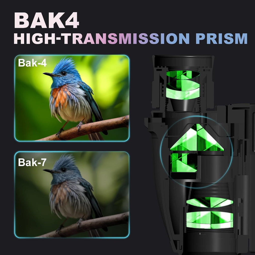 BIJIA 12 x 25 Compact Binoculars for Adults and Kids, Easy Focus Small Binoculars with BAK4 Prism, Large Eyepiece, Waterproof, Low Light Vision for Travel, Hiking, Bird Watching, Hunting, Concerts