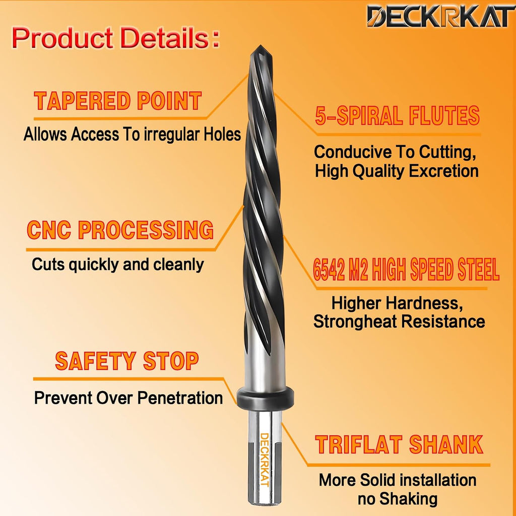 1" Reamer Drill Bit for Metal, M2 HSS Taper Reamer for Steel, Alloy, Wood, Plastic to Align, Enlarge Holes – 5-Spiral Flutes, 1/2" Non-Slip Shank, 25mm Car Reamer, Bridge Construction Reamer.