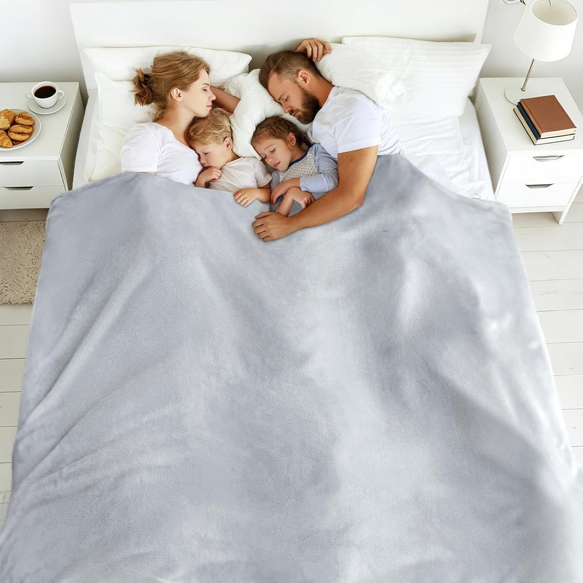 Oversized Giant Blanket - 120x120 Inches, Fits Whole Family, Light Grey