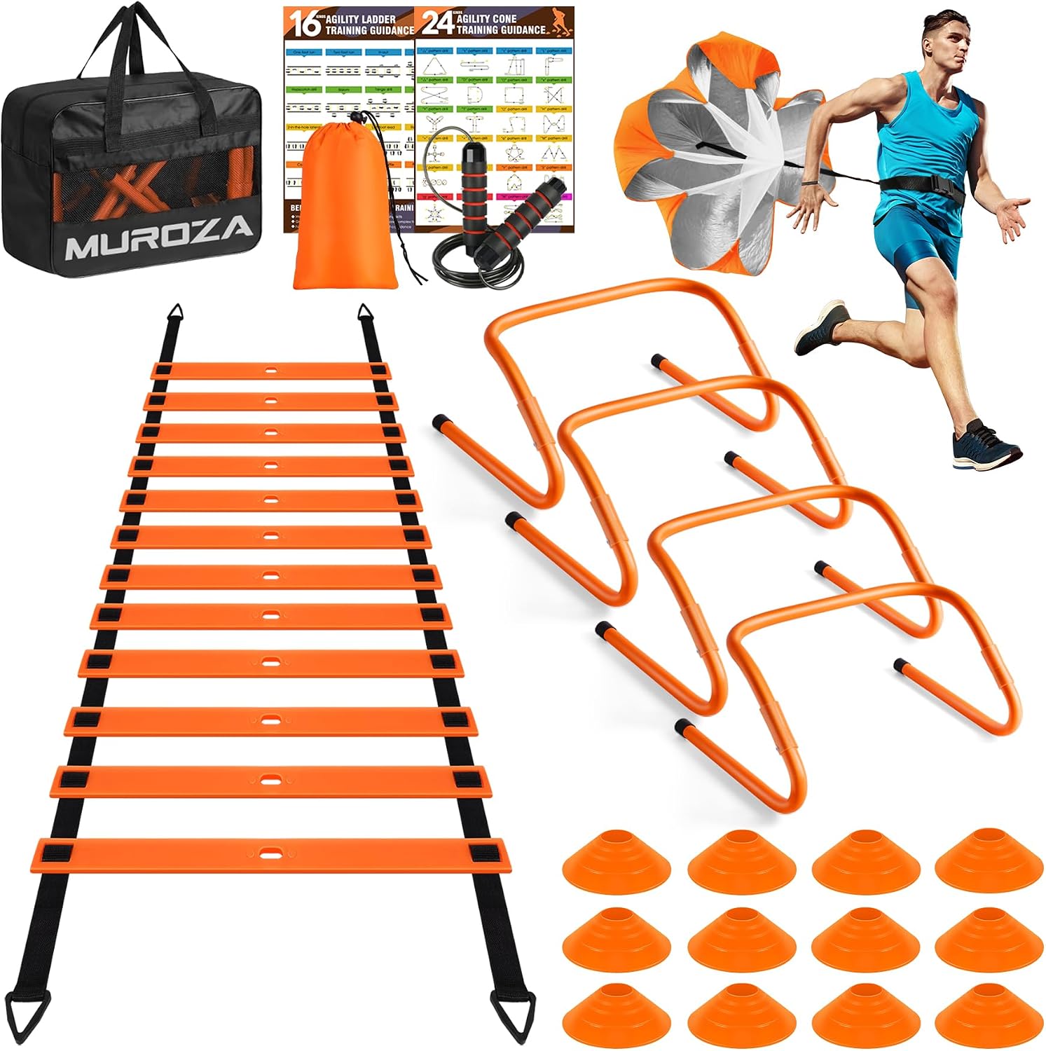 Agility Ladder, Agility Speed Training Equipment Set, 20ft Speed Ladder