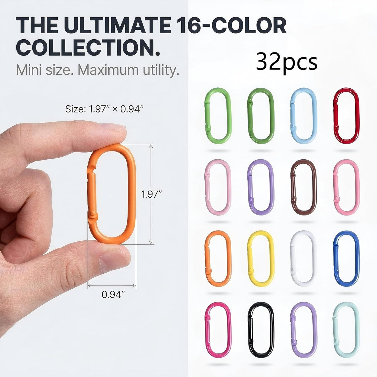 32Pcs Colorful Carabiner Clips,Oval Spring Clips Keychain Clip,Cute Carabiner Aluminum Hook Accessories Snap Link Key Chain Ring Hook
