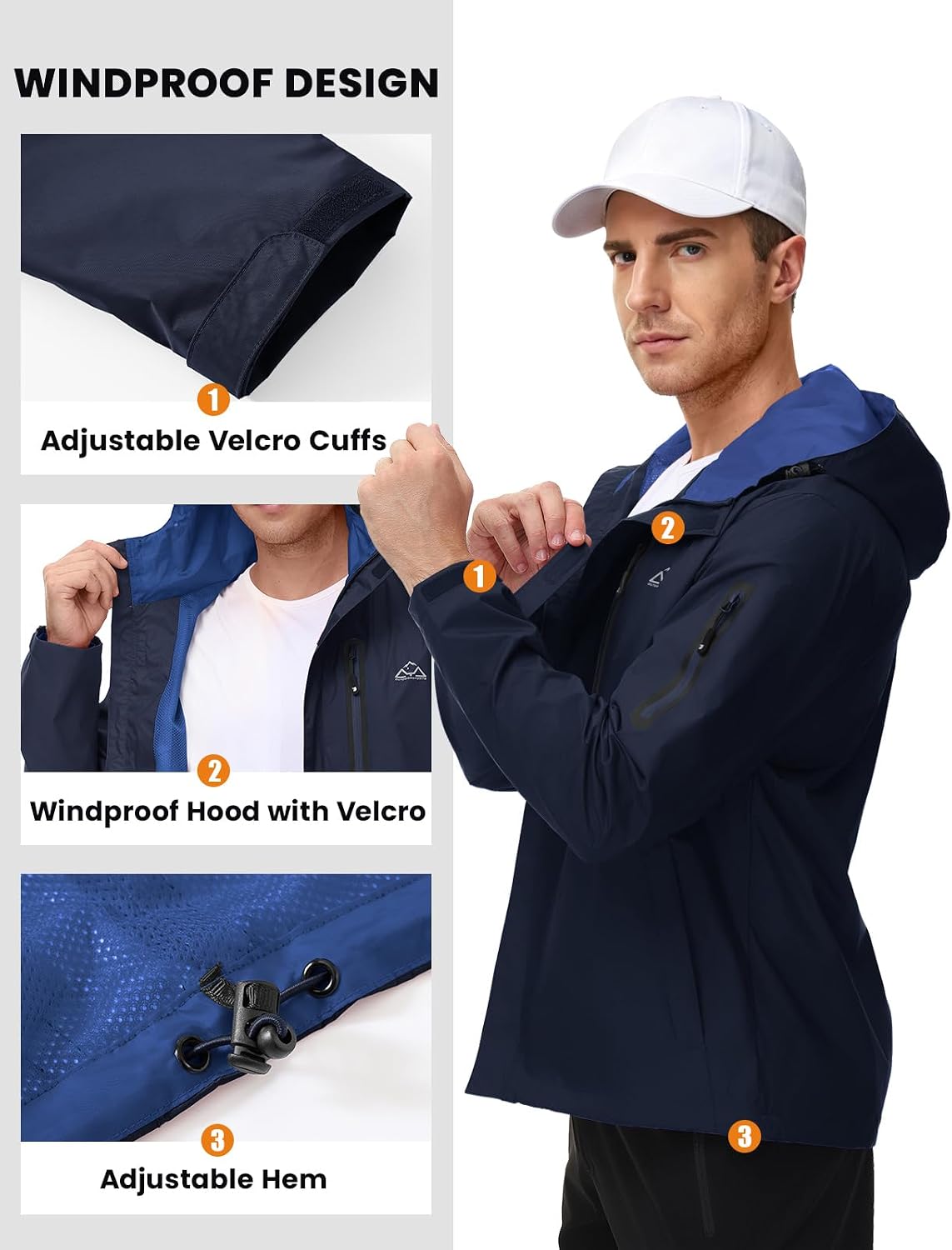 TBMPOY Men's Lightweight Rain Jackets Waterproof Raincoat with Hood