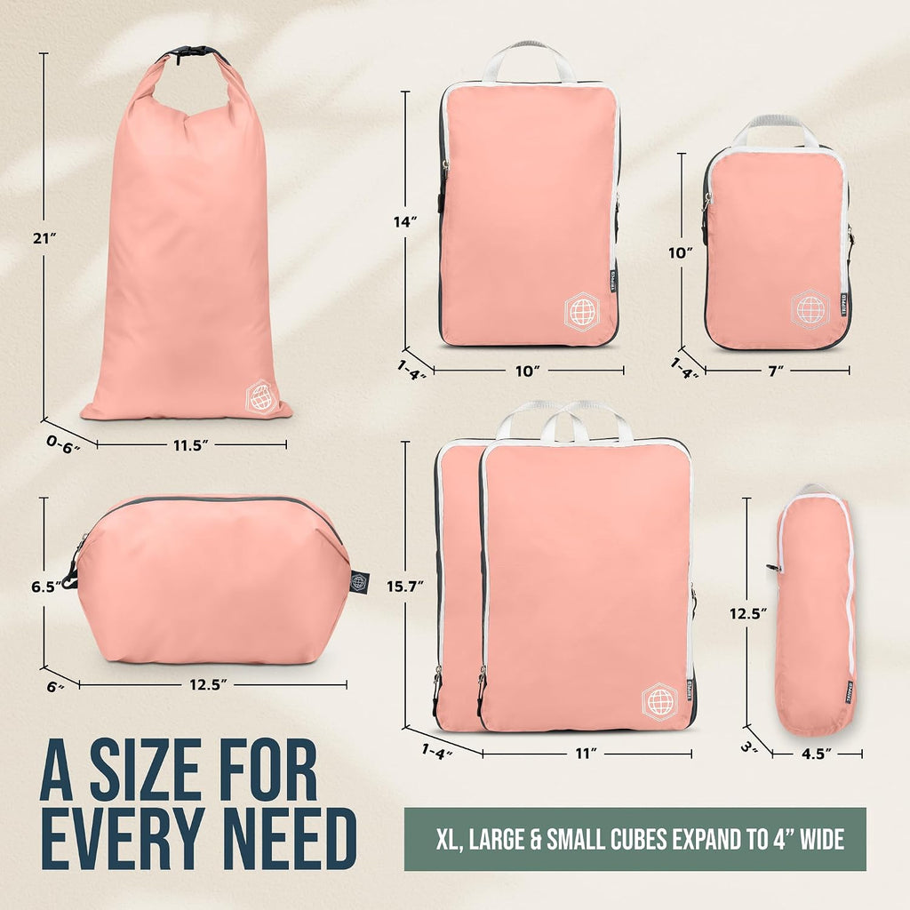 TRIPPED Travel Gear Large Compression Packing Cubes 7-Piece Set for Travel