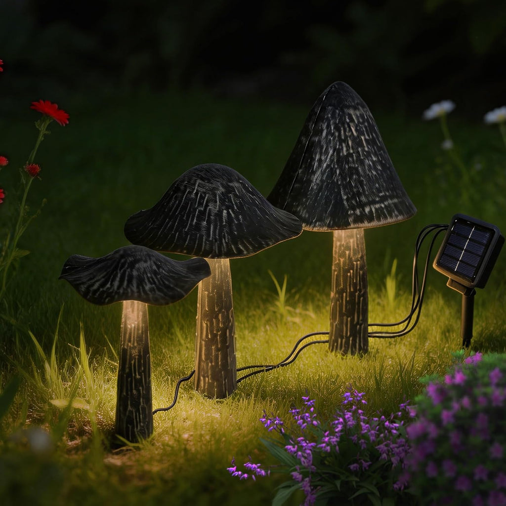 Solar Lights Outdoor Decor, Solar Metal Mushroom Yard Decorations Outdoor