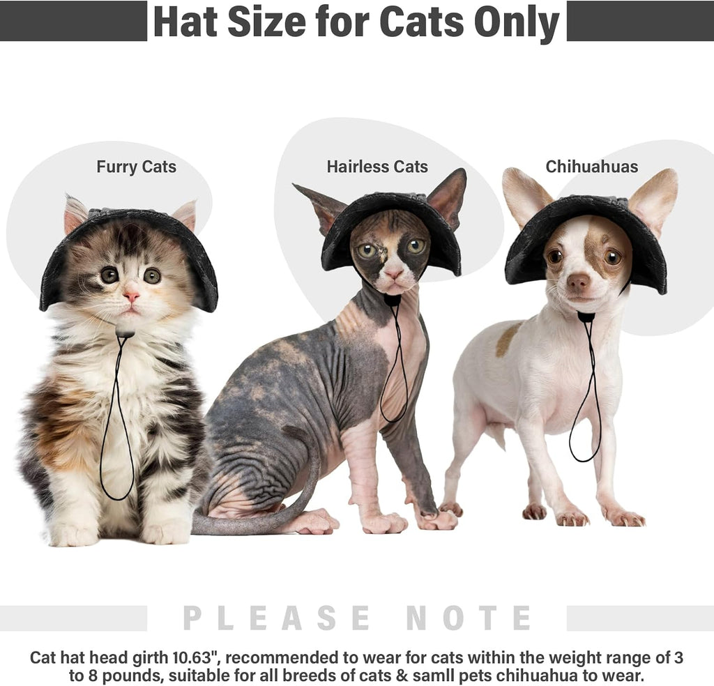 DENTRUN Cat Bucket Hat with Ear Hole, Cotton Birthday Bonnet for Small Pets