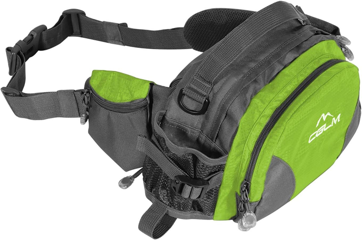 Hiking Fanny Pack Waist Bag with Water Bottle Holder for Men Women Outdoors Walking Running Lumbar Pack Fit iPhone iPod Samsung Phones (Green0005)
