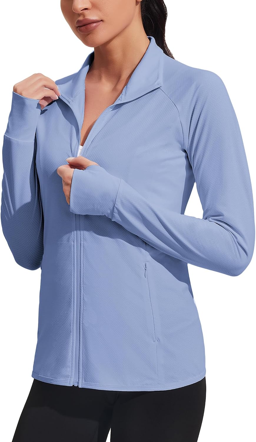 COOrun Women's UPF 50+ Jackets Sun Protection Golf Athletic Jackets Lightweight Full Zip Long Sleeve Shirts with Pockets