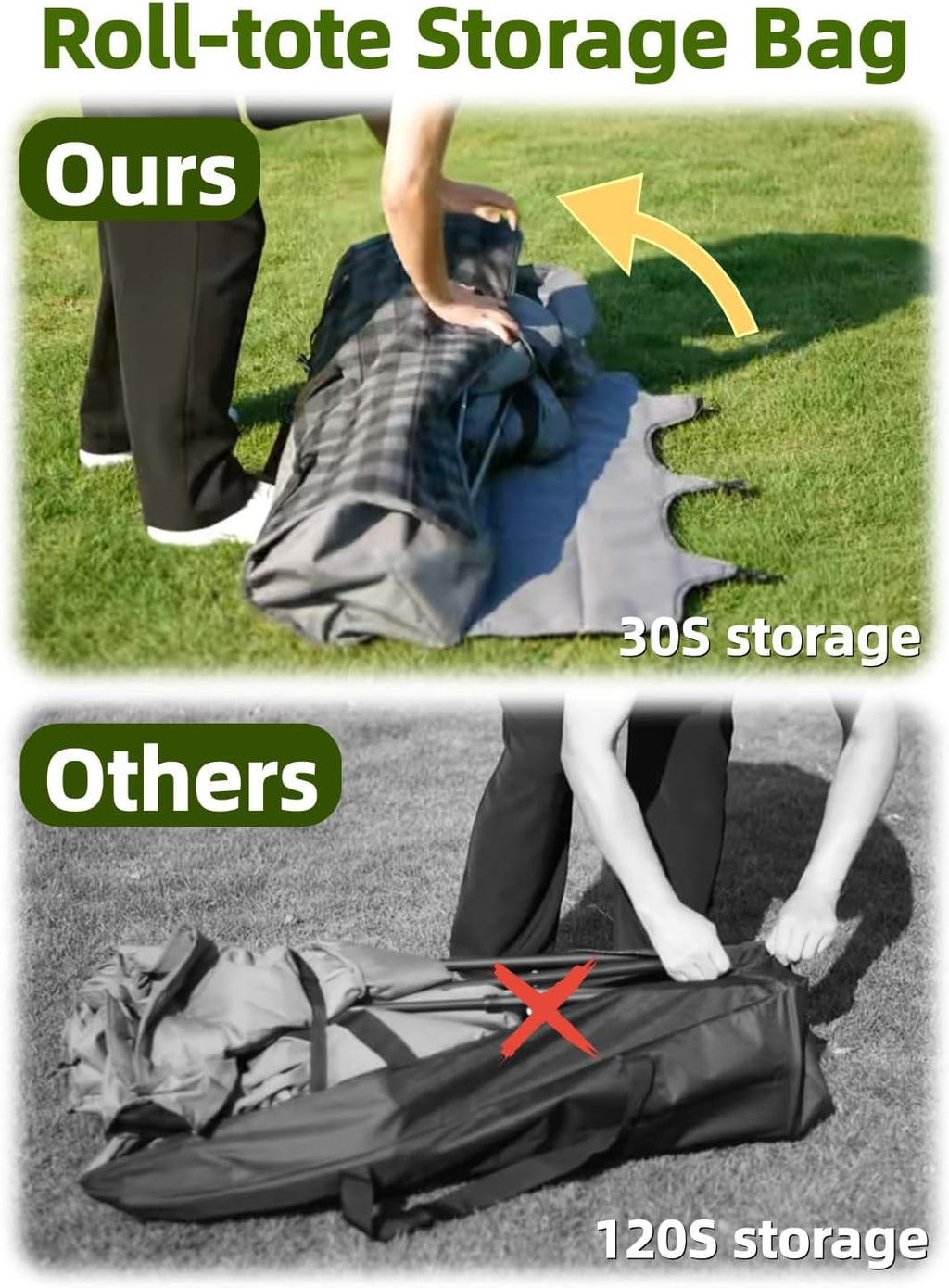 Padded Double Camping Chair Loveseat Oversized Camping Couch, Gray
