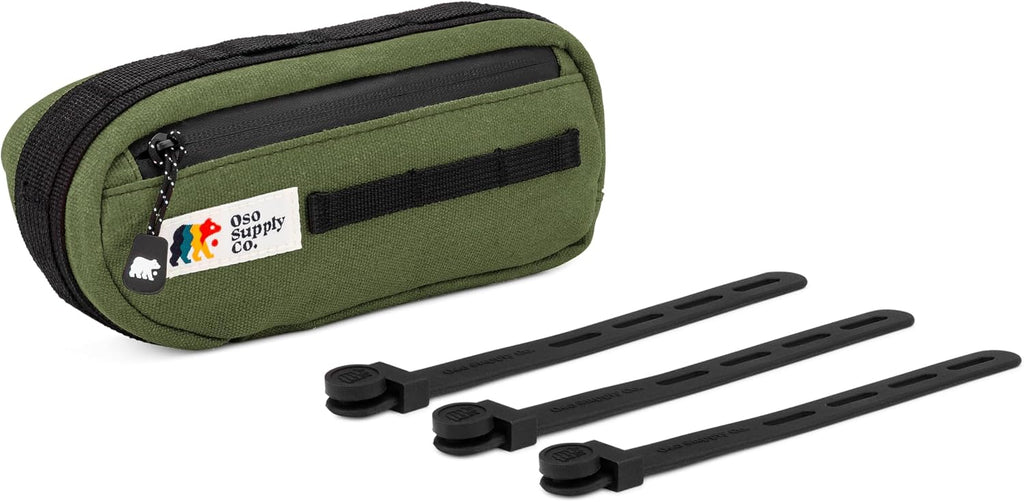 Oso Supply Co Waxed Canvas Frame Bag – Waterproof Zippers, Dual Storage Compartments, Adjustable Straps – Fits All Frame Sizes, Perfect for Cycling, Commuting, and Adventure Rides (Olive Green)